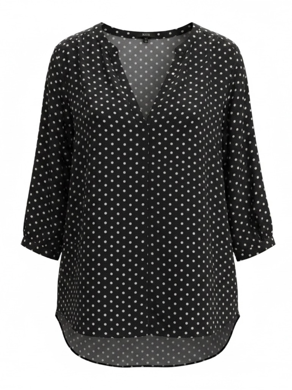 NYDJ Gray and White Polka Dot V-Neck Tunic